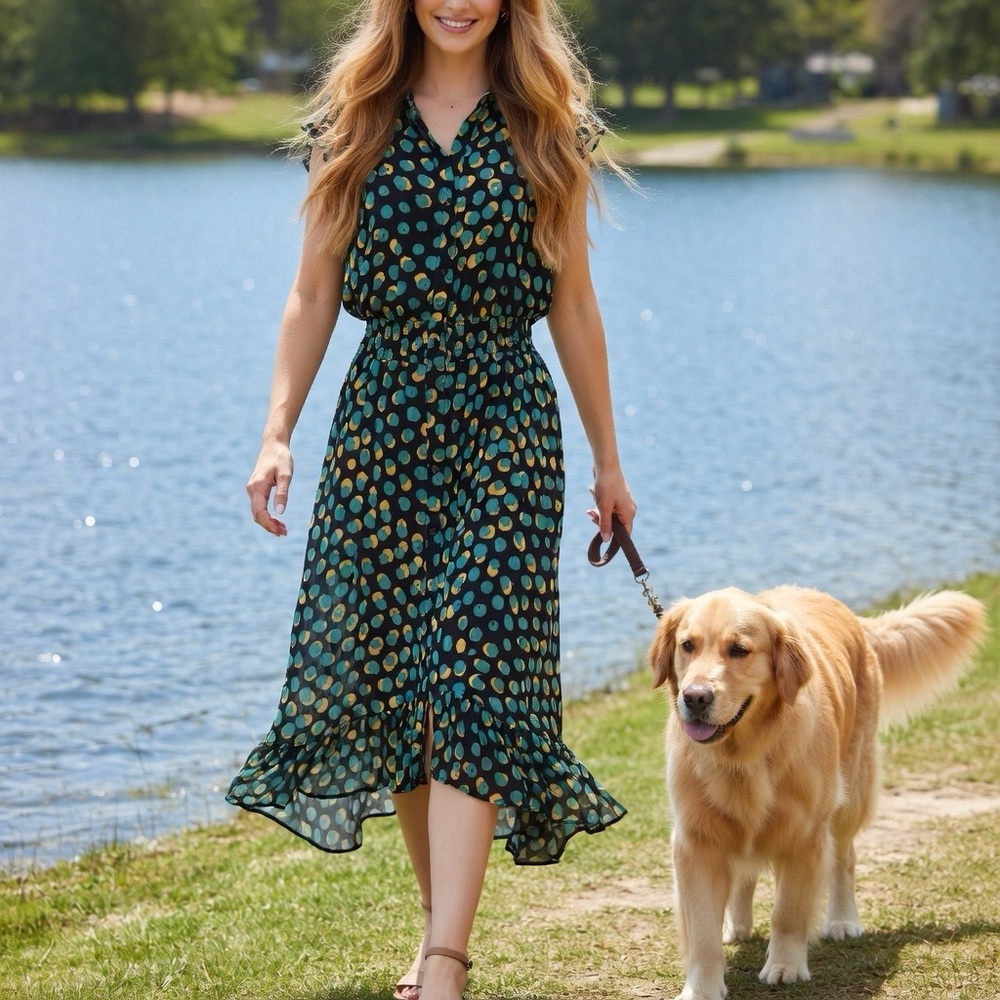 G by Giuliana High-Low Dress in Teal and Yellow